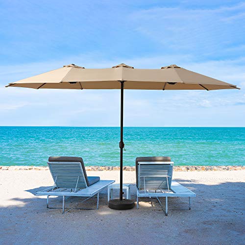 Cozy Daisy 15 FT Patio Umbrella Outdoor Double-Sided Large with Crank For Outside Shade Sofa or Pool, 12 Ribs，Base Not Included, Beige