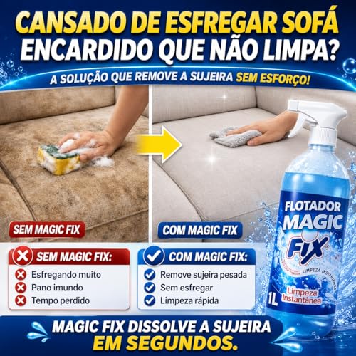 Flotador Multiuso Spray, Limpeza Instantânea Pesada, Limpador de Sofá, Removedor de Gordura e Mofo Magic Fix 1L