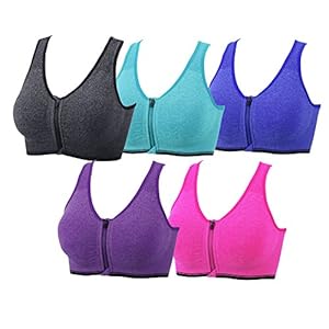 xcylive Women 1 or 5 Pack Yoga Bra Adjustable Straps and Removable Pads Tank Top Seamless Racerback Sports Bra