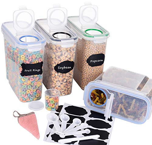 Homrealm Cereal Container Storage 4pcs,Airtight Food Storage Containers Upgraded Cereal dispenser,BPA Free Pantry Storage Containers for Cereal Rice Cookies Flour Sugar Coffee Pet food&More(Mix Color) - Thumbnail 6