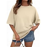 UNCLECAT Womens Oversized Short Sleeve T Shirts Summer Trendy Tops Casual Solid Crew Neck Loose Fit Basic Tees