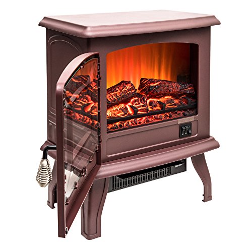 FIREBIRD 17" Adjustable 2 Setting Freestanding Portable Tempered Glass Electric Fireplace Stove Heater (RED) - Thumbnail 3