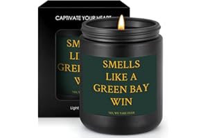 OICEME Smells Like A Green Bay Win Scented Candle Football Themed Merch Fan Shop Men Women Sport Stuff Gear Decor Packers Team Accessories Bf Boyfriend Naughty Weird Novelty Cool Special Present Funny Gift
