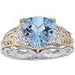 Santa Maria Aquamarine & Diamond Ring in 14K White & Yellow Gold by Designer Michael Valitutti - FREE Shipping & FREE Gemstone Information Card