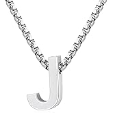 VULETO Initial A-Z Letter Necklace Gifts for Boys Men Stainless Steel Letter Pendant Birthday Jewelry Gifts Ideas for Kids Teen Boys