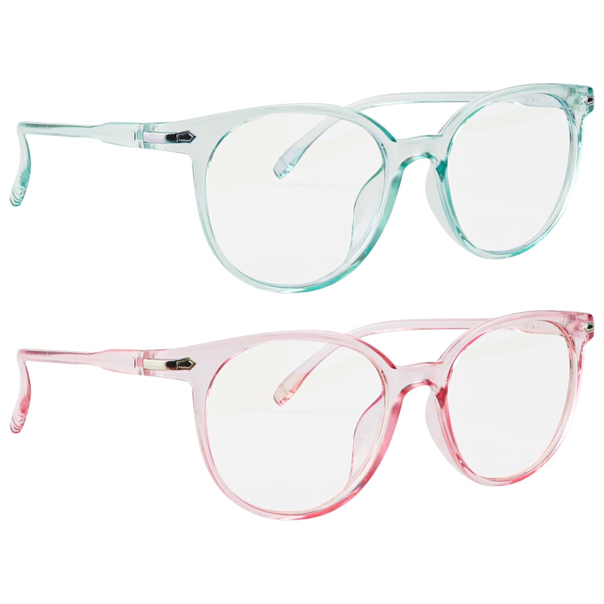 ZJIVQO 2pcs Anti-Blue Light Glasses Blue Light Blocking Glasses Computer Game Glasses Lightweight PC frames Blue Light Blocking Eyewear for Women Men Kids Eye Protection (Pink,Blue)