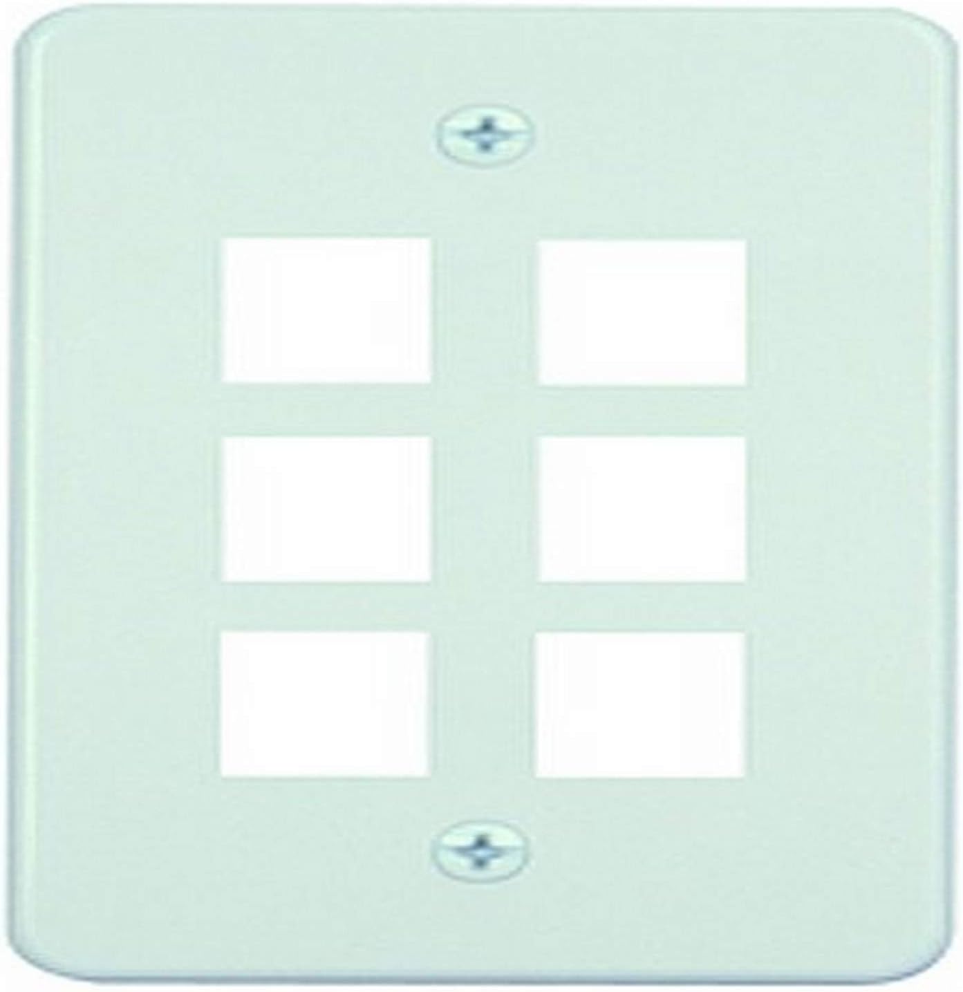 Versatap Faceplate, Flame Retardant Plastic, White, Single Gang, 6 Ports