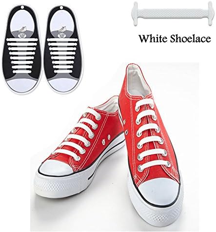 iLovely No Tie Shoelaces for Kids Adults - Waterproof Silicon Flat Elastic Athletic Running Shoe Laces with Multicolor for Sneaker Boots Board Shoes and Casual Shoes (White)