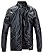 KIWEN Men's Stand Up Collar Faux Leather Jacket Slim Fit,Black,US S/Tag size: L