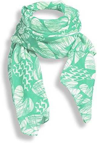Soft and Sheer Heart Scarf, Seafoam Green and White