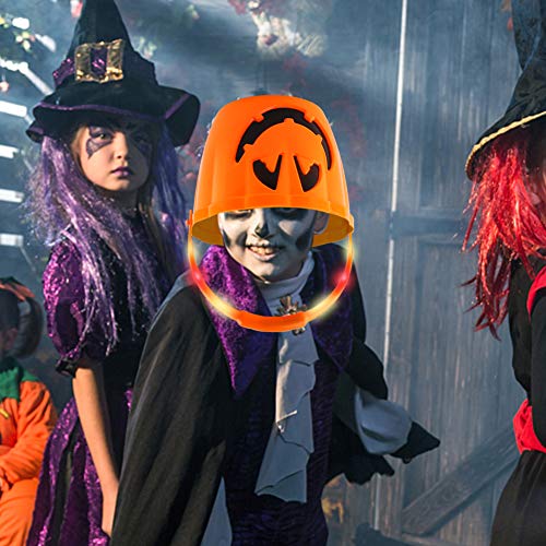 FUTUREPLUSX Halloween Light Up Pumpkin Bucket, Large Pumpkin Candy Bucket Orange Pumpkin Bucket Plastic Pumpkin Pails Jack O Lantern Trick or Treat Pumpkin Bucket for Halloween Party Decorations