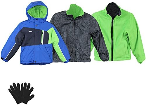 London Fog Boys Heavy Weight System Jacket and Gloves - Blue - 8 (Winter Coat)