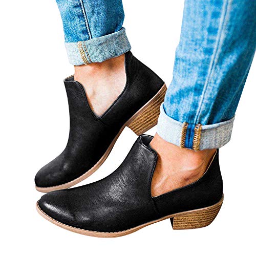Women's Shoes Spring Solid Color Fashion Leather Ankle Shoes Roman Ladies Short Boots