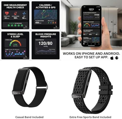 Fitness Tracker Band | 30-Day Battery, 24/7 Heart Rate, Sleep Tracking | Recovery Monitor, Screen-Free Wearable, IP68 Waterproof, Android iOS, Alternative Whoop | Amazfit Helio Strap (Blue)