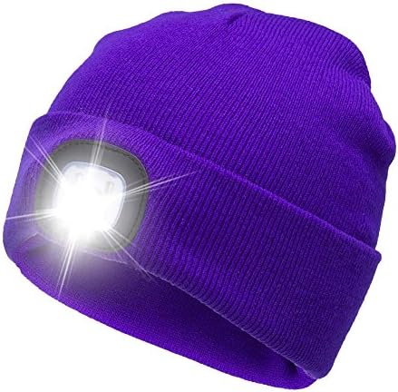 YJWB 4 LED Lighted Beanie Cap Winter Warm Hunting Hat for Night Outdoor Fishing Hiking Camping,LED Cap，USB Rechargeable LED Beanie Cap