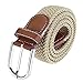 Ayliss Men's Elastic Fabric Woven Stretch Belt Leather Inlay,Khaki