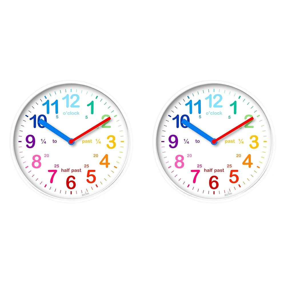 Acctim 22522 Wickford Kids Wall Clock in White (Pack of 2)
