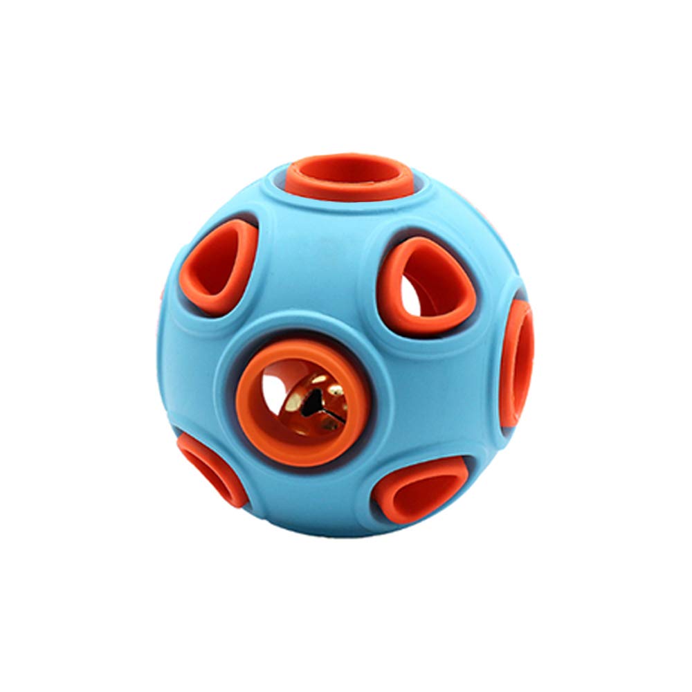 WishLotus Dog Ball, Dog Interactive Toy with Ring Bell Toys Dogs Rubber Balls Bouncy Ball Pet Game Puzzle Balls to Increase IQ Search & Catch Bite Resistant Toy For Pet Chew Toys(L, Blue + orange)