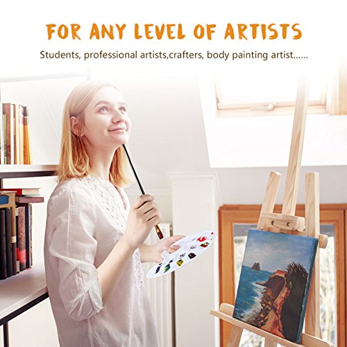12 Pieces Paint Brushes, Atmoko Painting Brush Set with 2 Palettes for Watercolor, Acrylic & Oil Paintings, Perfect for Painting Canvas, Ceramic, Clay, Wood & Models, Great Gift for Kids, Artists