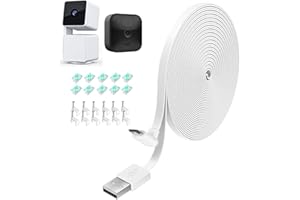 JJMASEE 26FT L-Shape Connector Power Extension Cable for Wyze Cam Pan V3 & Blink Outdoor (3rd Gen) Camera, Wyze Cam V3 Pro 2K - Flat Weatherproof Charging Power Cord (White) 1 Pack - Not for Wyze Cam V3