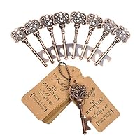 DerBlue 60 PCS Key Bottle Openers,Vintage Skeleton Key Bottle Opener, Wedding Favors Key Bottle Opener Rustic Decoration with Escort Tag Card(Copper)