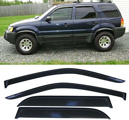 Alxiang 4pcs Dark Smoke Outside Mount Style Sun Rain Guard Vent Shade Window Visors Fit 01-07 Ford Escape