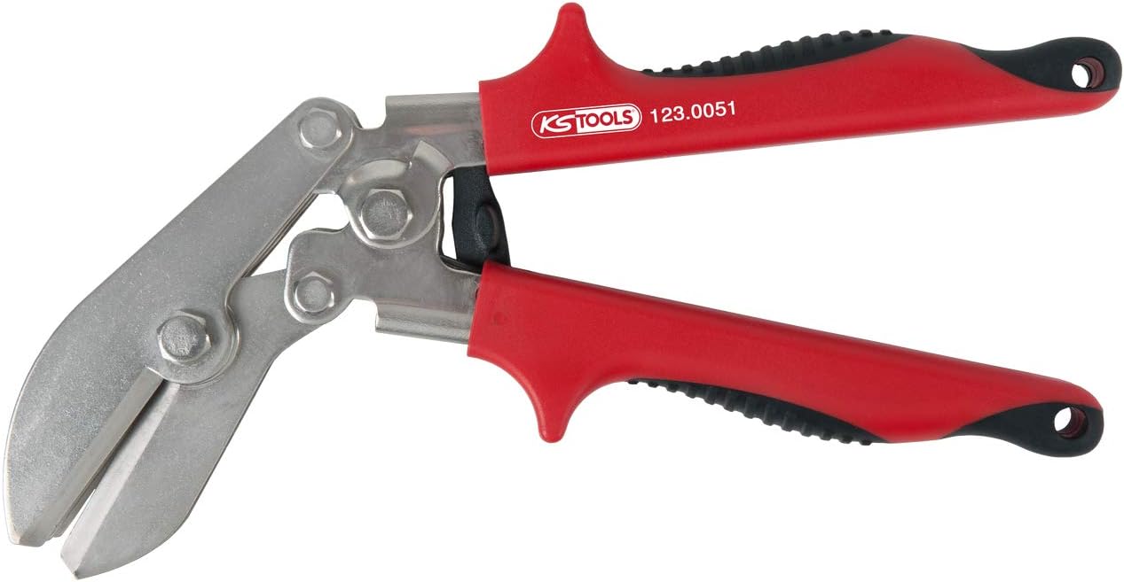 KS Tools Angled Pipe Pliers 225mm, Silber, Schwarz, Rot