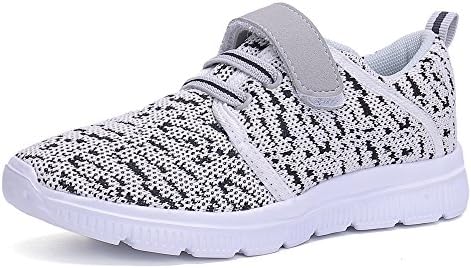 Kids Walking Shoes Lightweight Velcro Breathable Sneakers Easy Casual Sport Shoes For Boys Girls(Gray 28)