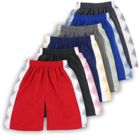 American Legend Mens Athletic Polyester Shorts - Stripe 6 Pack, L