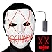Ansee Scary Mask Halloween Cosplay Led Costume Mask El Wire Light Up Mask for Festival Parties (Red)
