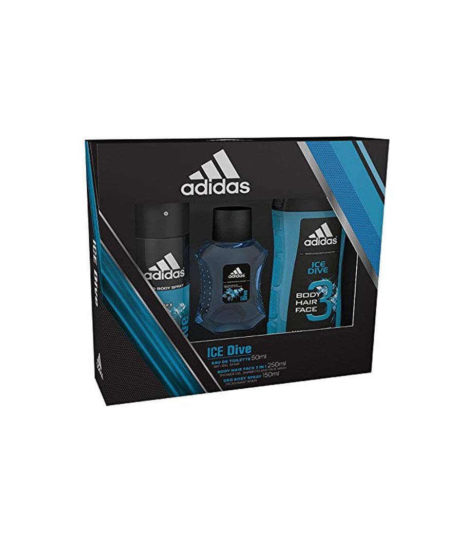 Adidas Ice Dive Body Spray, Shower Gel and Eau de Toilette Trio Gift