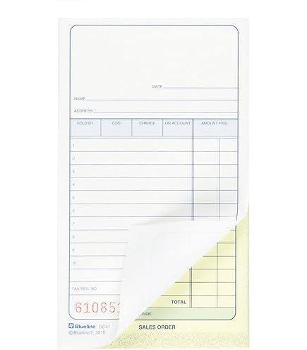 - order page - りゅ Blueline Sales Orders, 50 Carbonless Numbered Triplicates