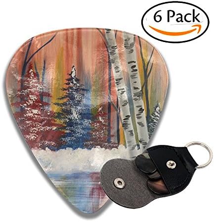 Watercolor Trees Painting Love Cool Celluloid Guitar Picks Stylish Guitar Accessories 6 Pack For Acoustic, Electric, Original And Bass Guitars
