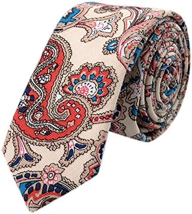 LaiGouMai Men's Classic Causal White Linen Tie Necktie