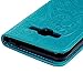 J3 Case, Galaxy J3 Case (2016 Version) - Wallet Case Folio Kickstand Case 3D Embossed Plants Premuim PU Leather Case Shockproof TPU Inner Bumper Slim Protective Cover for Galaxy J3 by Badalink - Blue