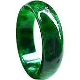 BXSMNH Genuine Green Jade Ring Band for Women Men Chinese Natural Good Luck Emeral Jewelry Jadeit Rings