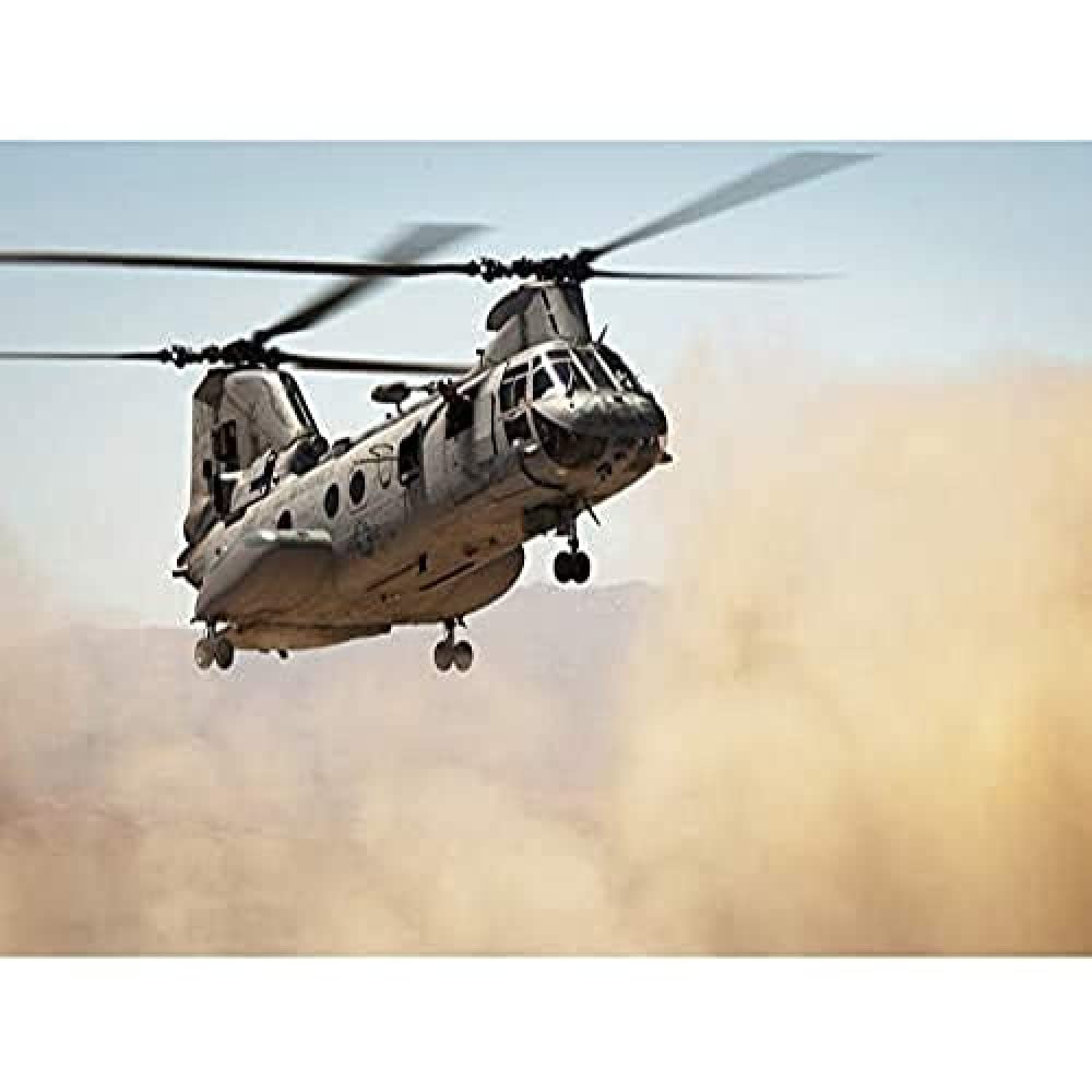 Military USA Marine Corps Helicopter CH-46E Sea Knight Photo Art Print Canvas Premium Wall Decor Poster Mural