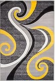 Summit 39 Yellow Grey Swirl Area Rug Modern Abstract Many Sizes Available , 22 inch x 7 foot hall way runner