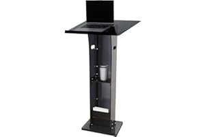 ClarityCraze Acrylic Podium Pulpit Stand, 45" Clear Black Podium Stand with Storage Shelf for Classroom, Weddings, Conference, Concert, Professional Presentation Podiums