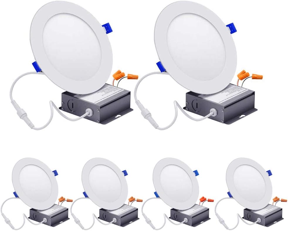 6 inch Ultra-Thin Led Recessed Lights 3000K Warm White Dimmable Ceiling Light Downlight with Junction Box 15W 1125 lm 6 Pack