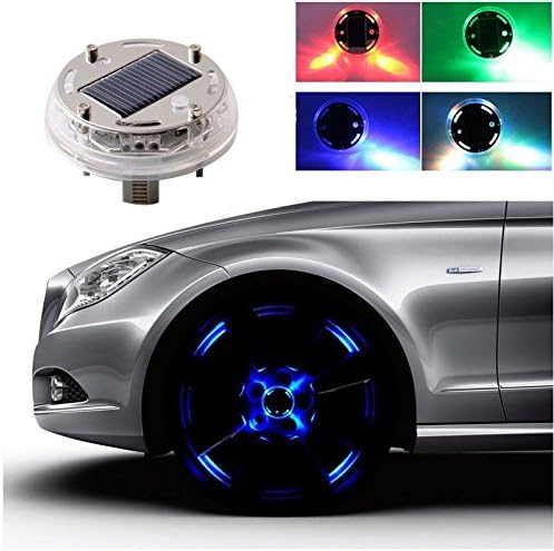 2 Pieces Car Auto 12 LED Solar Tire Wheel Light Vehicle Decoration Warning Lamp