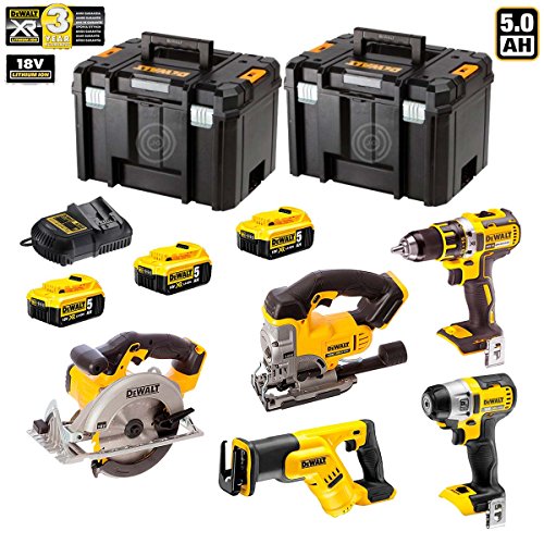 DeWALT DCK XR5WP3T - WOOD EDITION - (DCD790 + DCF895 + DCS331 + DCS391 + DCS387 + 3 Batteries x 5,0Ah + 2 x TSTAK VI)