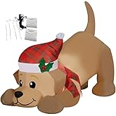 Christmas Yellow Lab Puppy Dog with Santa Hat 3.5 Foot Christmas Inflatable LED Holiday Outdoor Lighted Yard Blow-Up Decoration 2025 - Includes Bonus Repair Patch