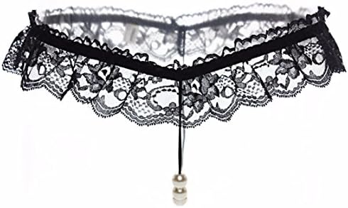 KRSD-Perspective on women's temptation sexy underwear Pearl open crotch exposed buttocks t pants sexy thong,Black