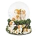 Playful White Tan Puppies 100mm Resin Water Globe Plays Tune Best of Friends