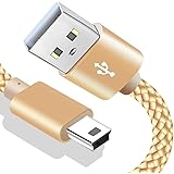 10ft Mini USB Cable Braided,SIOCEN Long Type A Male to Mini-B Charger Cord for GoPro Hero 3+,Canon PowerShot/Rebel/EOS/DSLR C