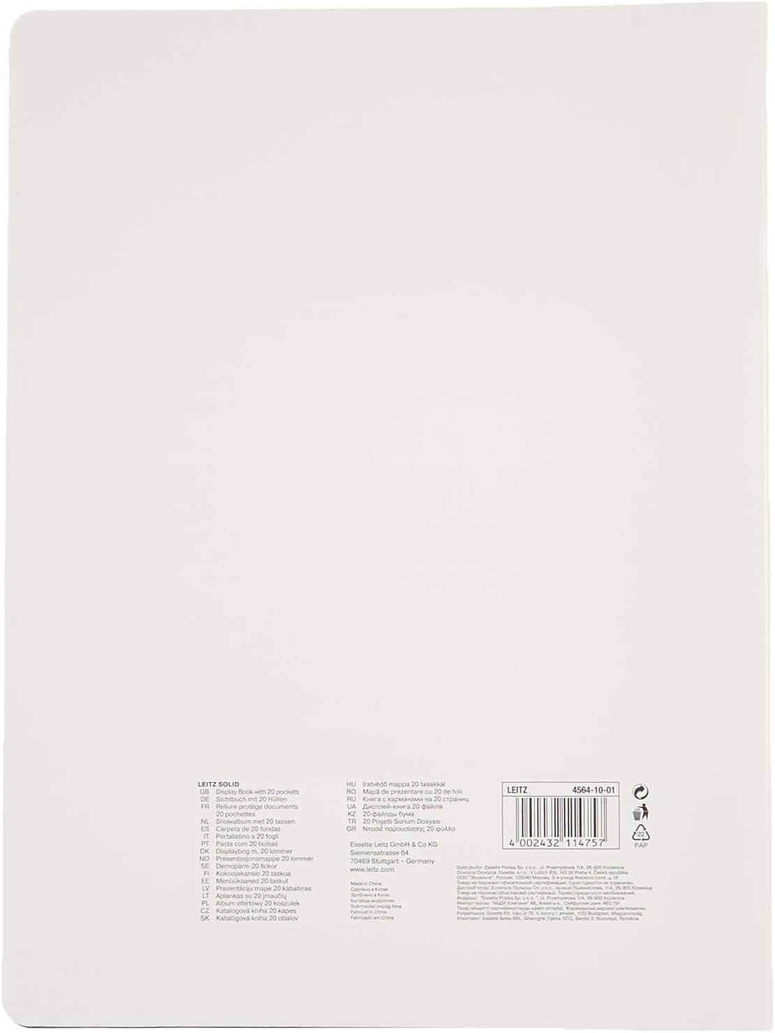 Leitz Solid Polypropylene A4 Display Book 20 Hüllen White - Image 3