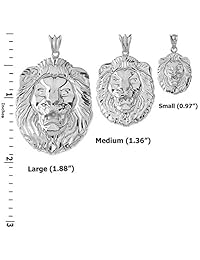 Colgante de plata de ley con diseño de león tallado brillante (3 tamaños)
