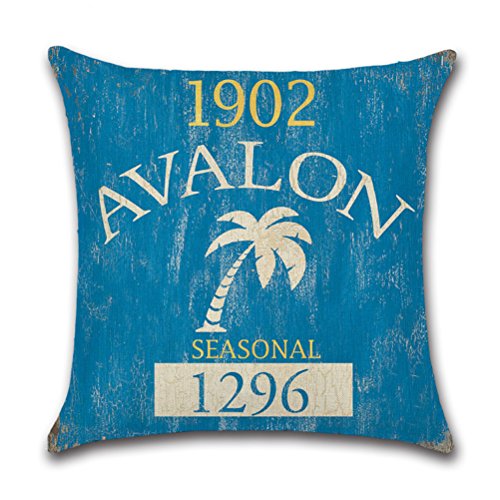 Vintage Series Throw Pillow Case U-Love Beach Cushion Cover for 18 X 18 Inch Nautical Pillow Inserts,4 Pack Coastal…