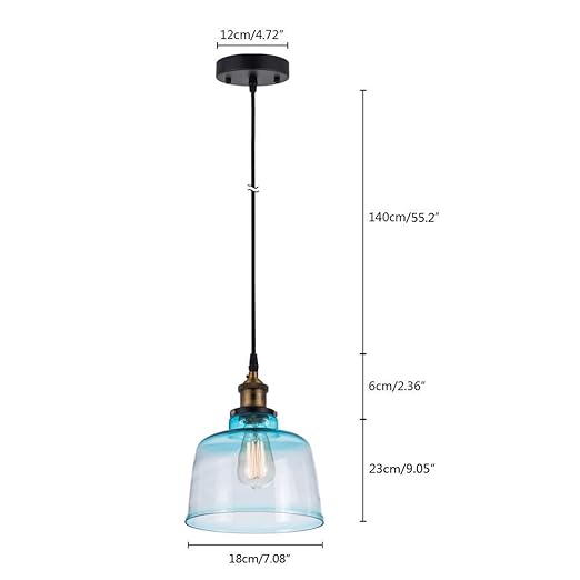 Rh Ruivast Industrial Edison Glass Pendant Light Modern Soft Aqua